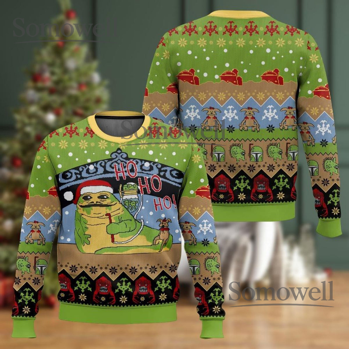 Jabbas Jolly Ho Ho Holiday Star Wars Ugly Christmas Sweater Funny Sci-Fi Knit Gift