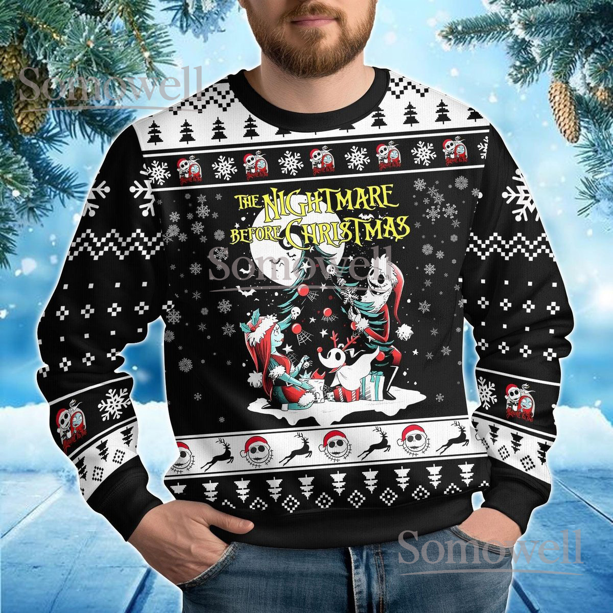 The Nightmare Before Christmas Ugly Sweater Funny Holiday Knit Jumper Gift For Fans