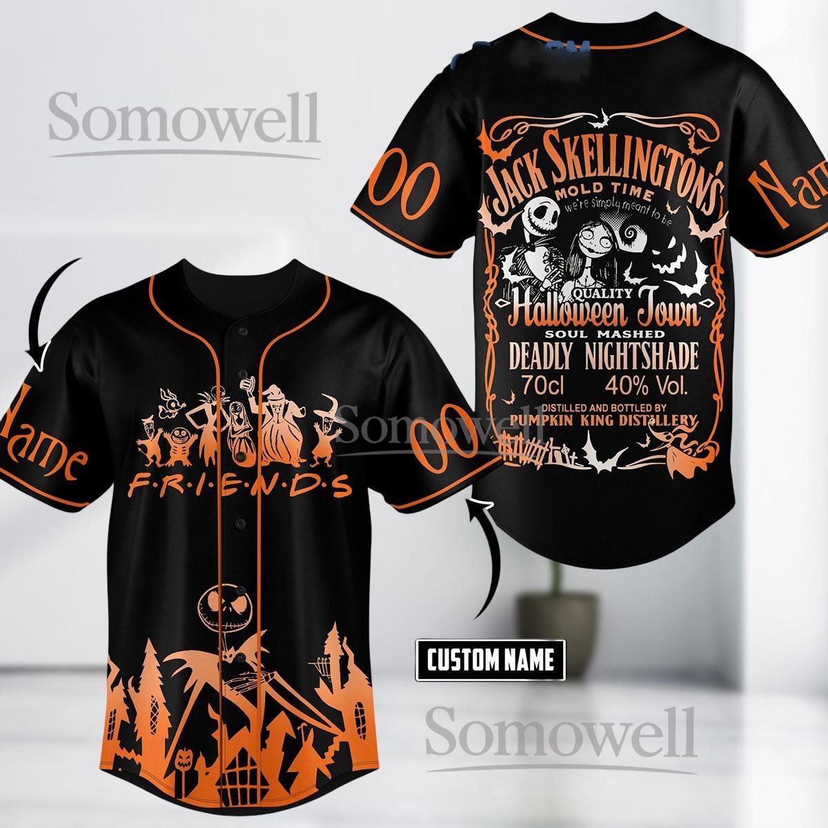 Jack Skellington and Friends Baseball Jersey Shirt Custom Halloween Town Gift