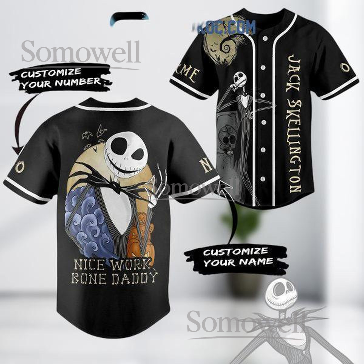 Jack Skellington Baseball Jersey Shirt Personalized The Nightmare Before Christmas Gift