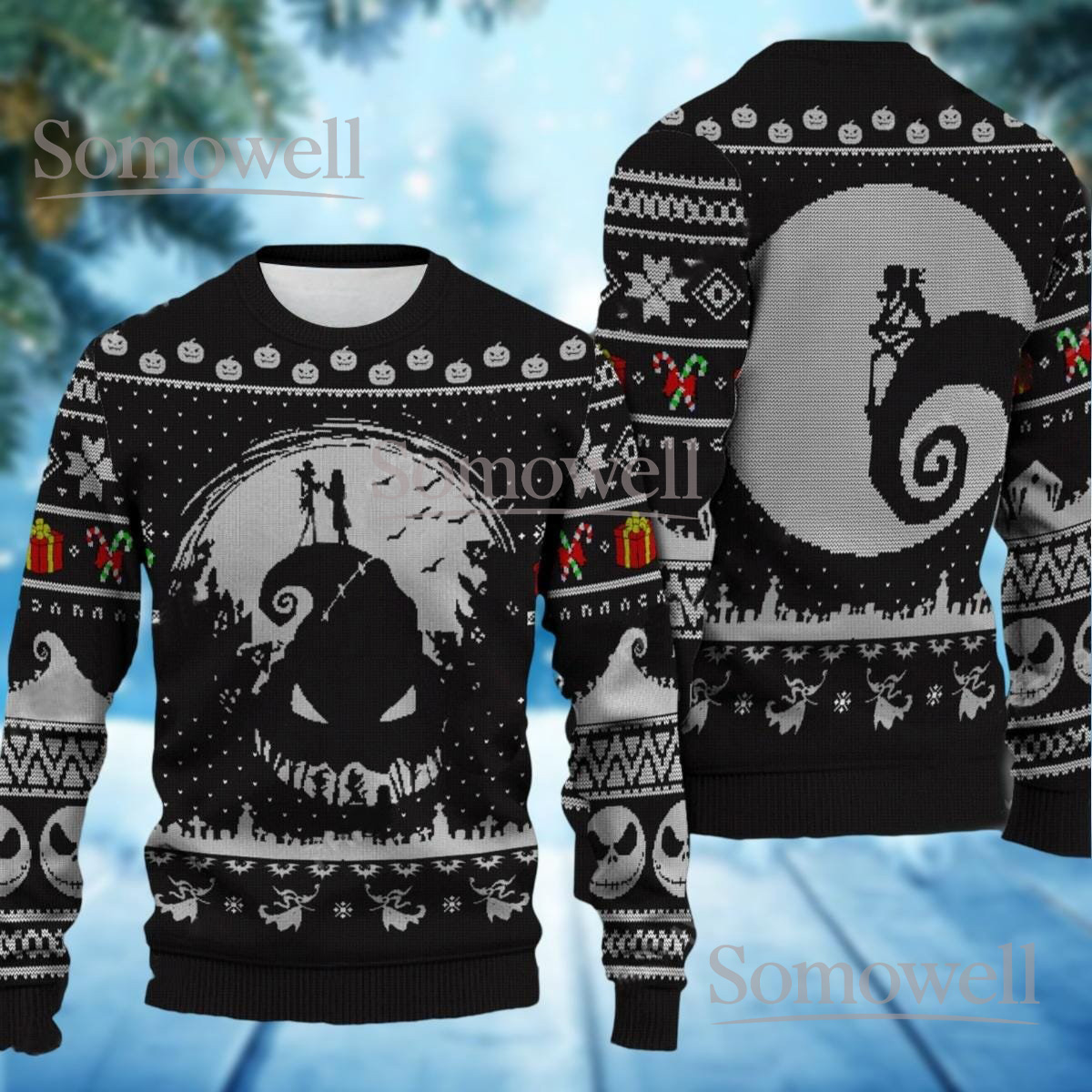 Jack Skellington The Nightmare Before Christmas Ugly Sweater Halloween Holiday Knit Jumper