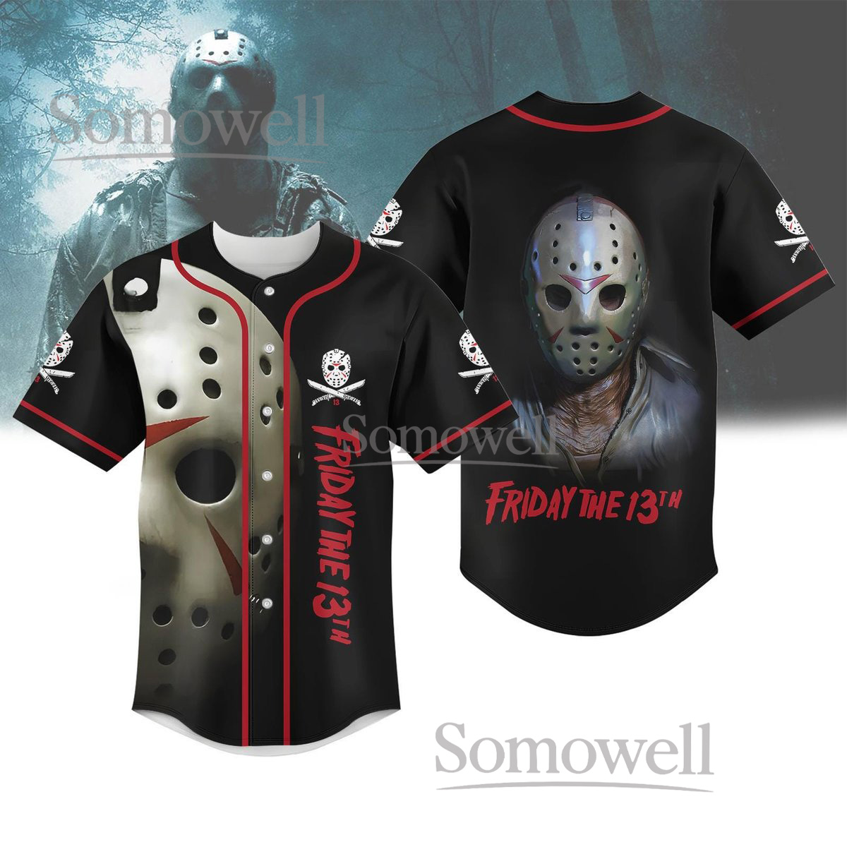 Jason Voorhees Baseball Jersey Shirt Friday The 13th Horror Movie Gift