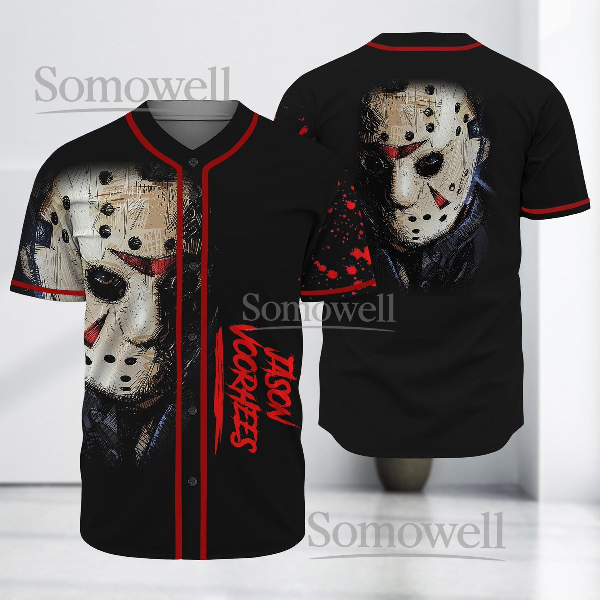 Custom Jason Voorhees Baseball Jersey Horror Movie Design Personalized Name