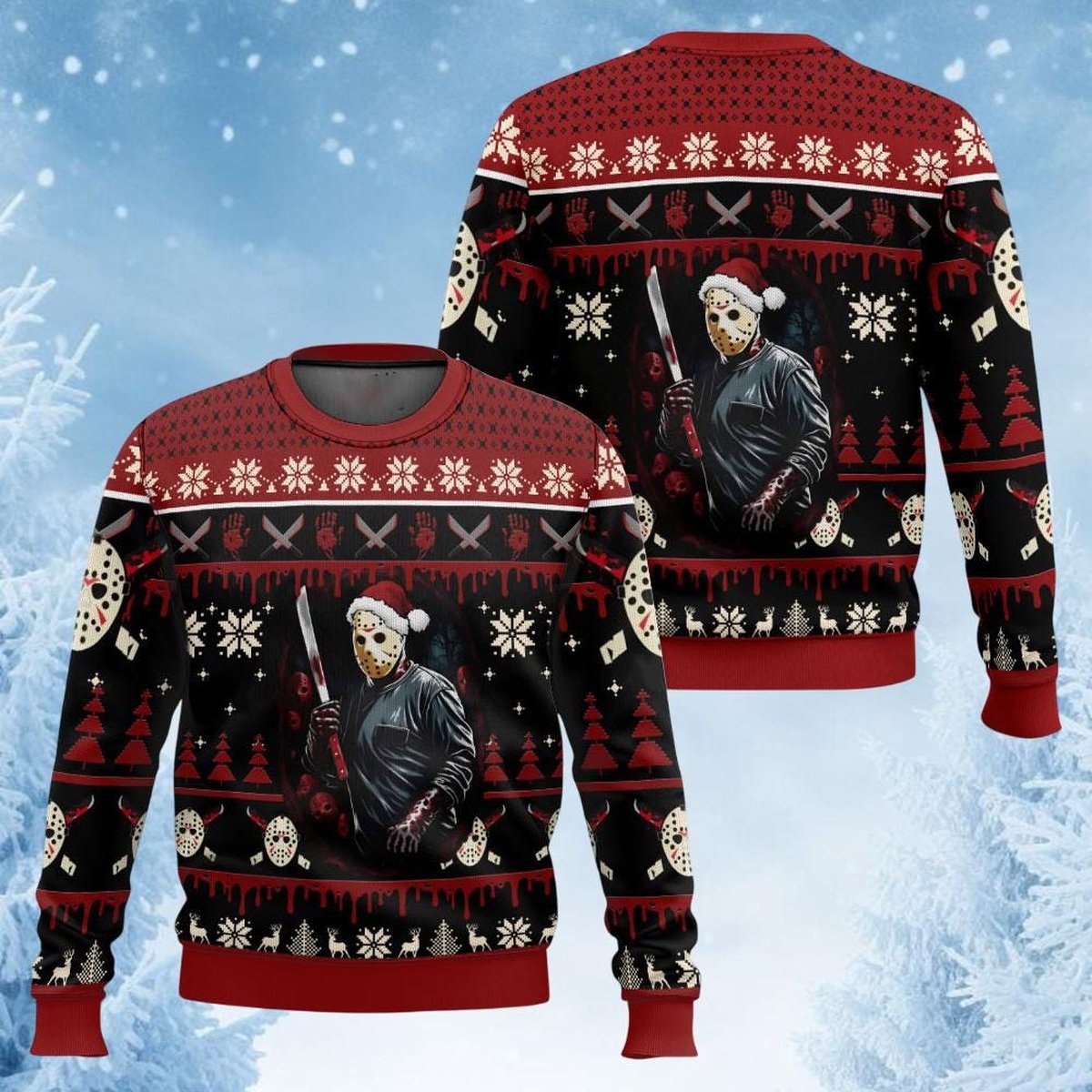 Jason Voorhees Friday The 13th Red Ugly Christmas Sweater