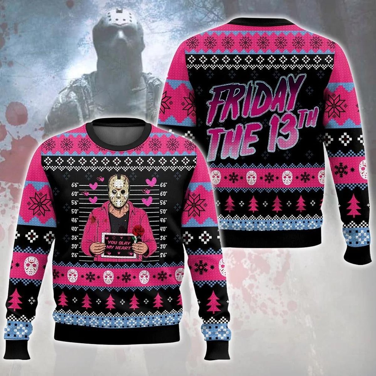 Friday The 13th Jason Voorhees Ugly Christmas Sweater Funny Horror Movie Knit Holiday Gift