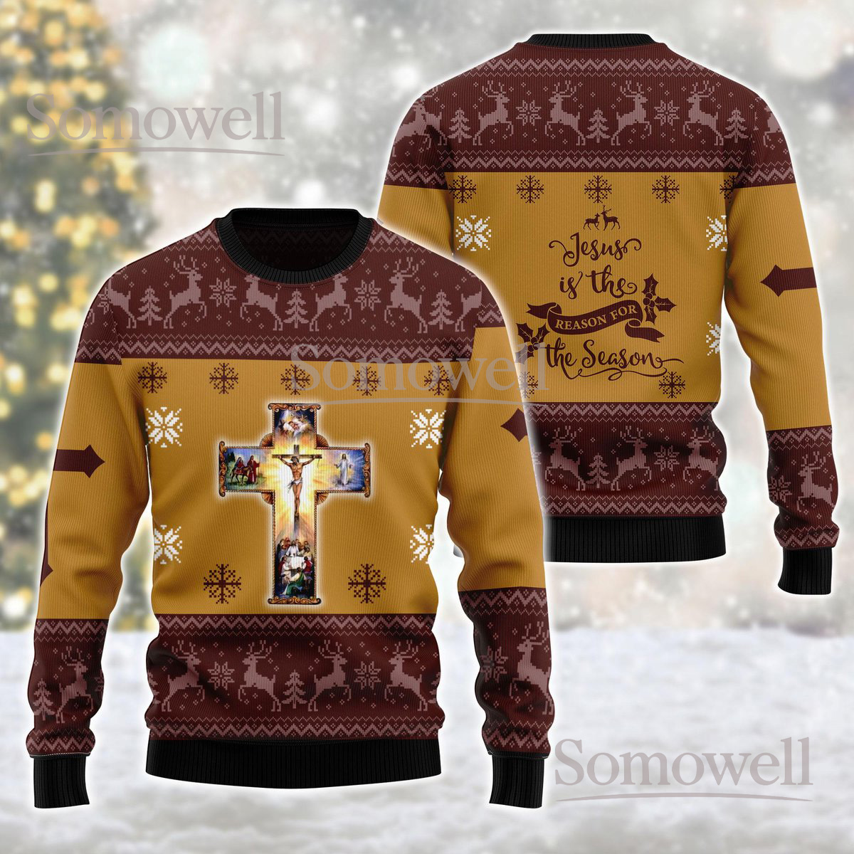 Jesus Is The Reason For The Season Ugly Sweater Holiday Knit Jumper Gift