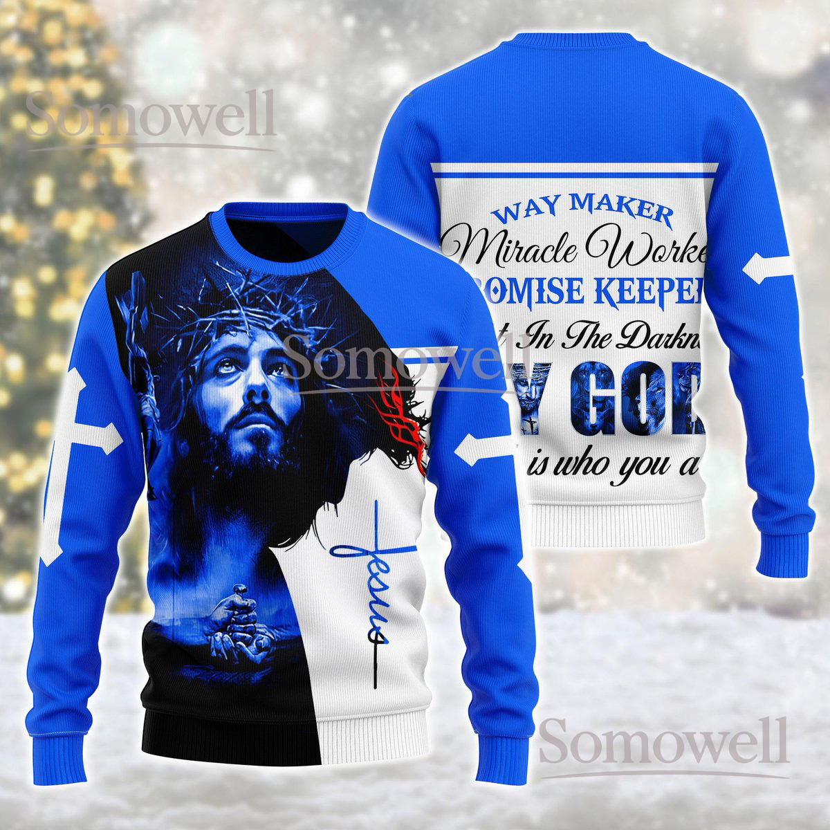 Jesus My God the light in the darkness Ugly Sweater Holiday Knit Jumper Gift