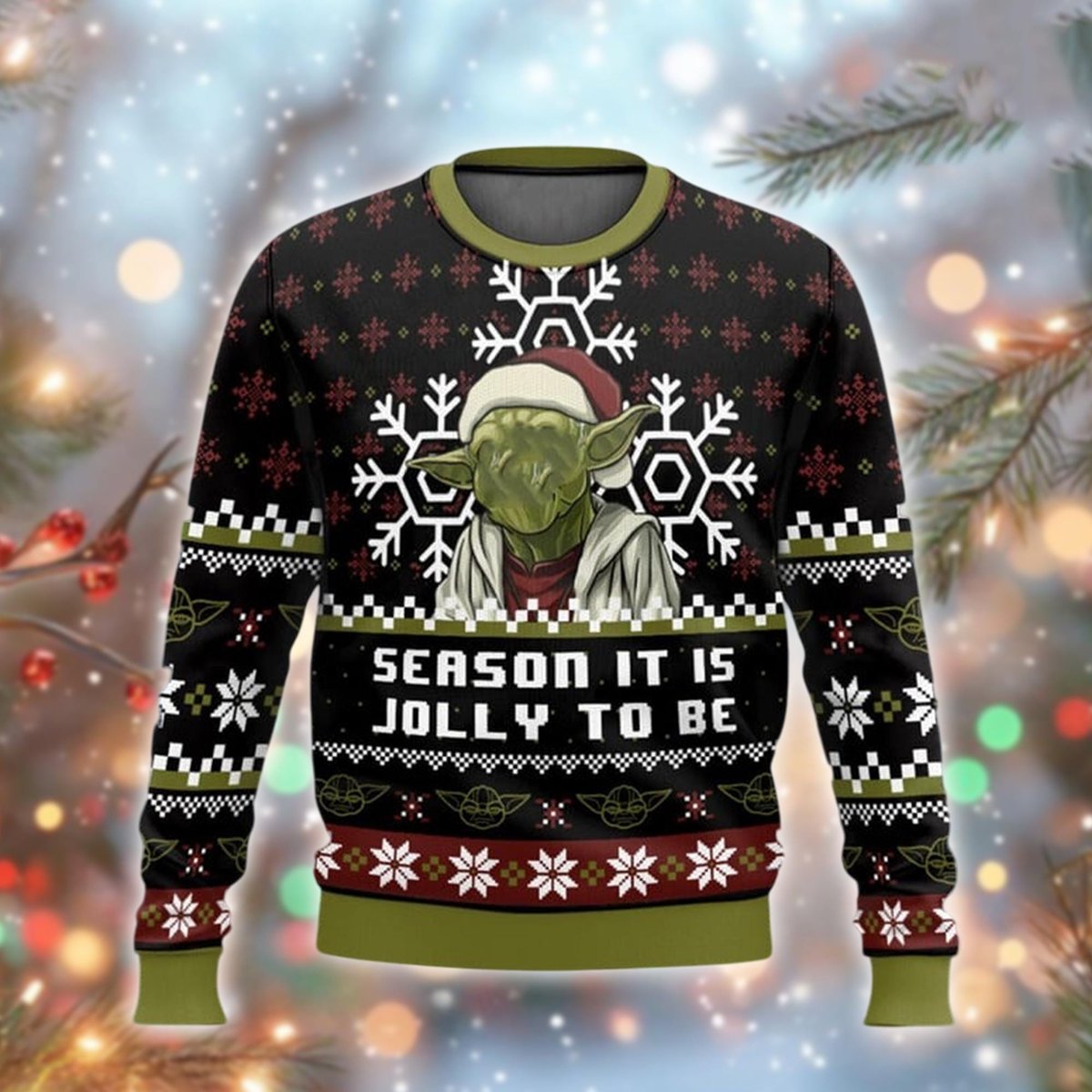 Jolly Season Sci Fi Master Ugly Sweater Green Alien Funny Christmas Gift