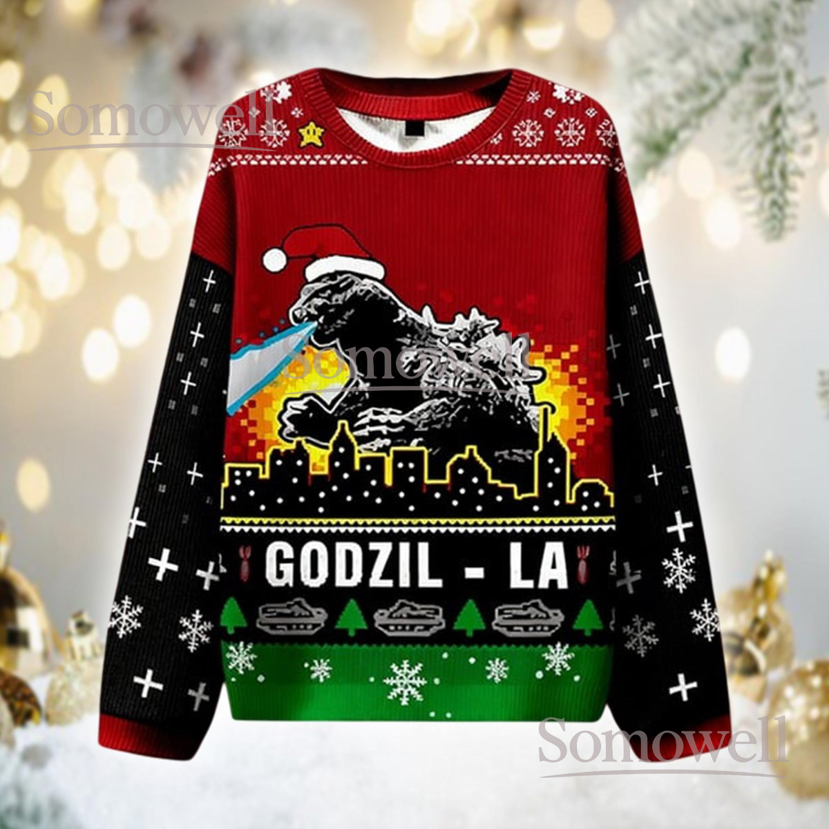 Godzilla Kaiju Christmas Ugly Sweater Funny Monster Holiday Gift
