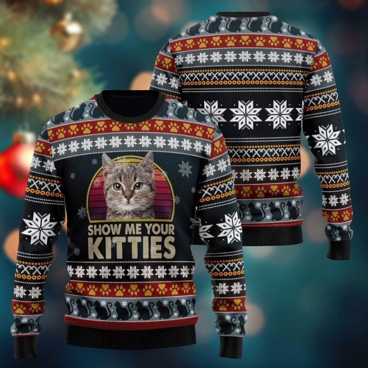 Show Me Your Kitties Ugly Christmas Sweater Funny Cat Lover Gift 2025