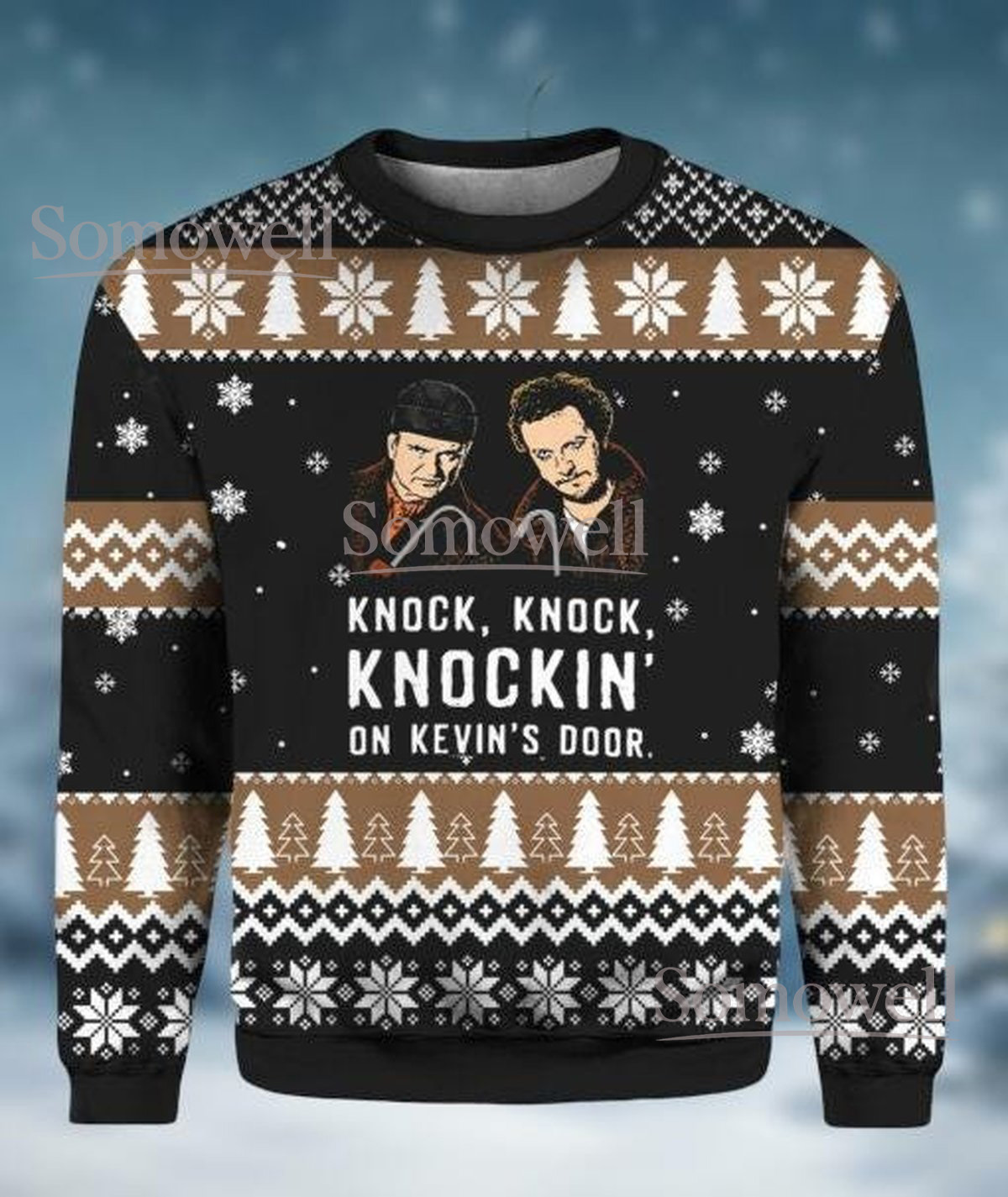 Knock Knock Knocking On Kevin’s Door Funny Home Alone Ugly Christmas Sweater Bandits