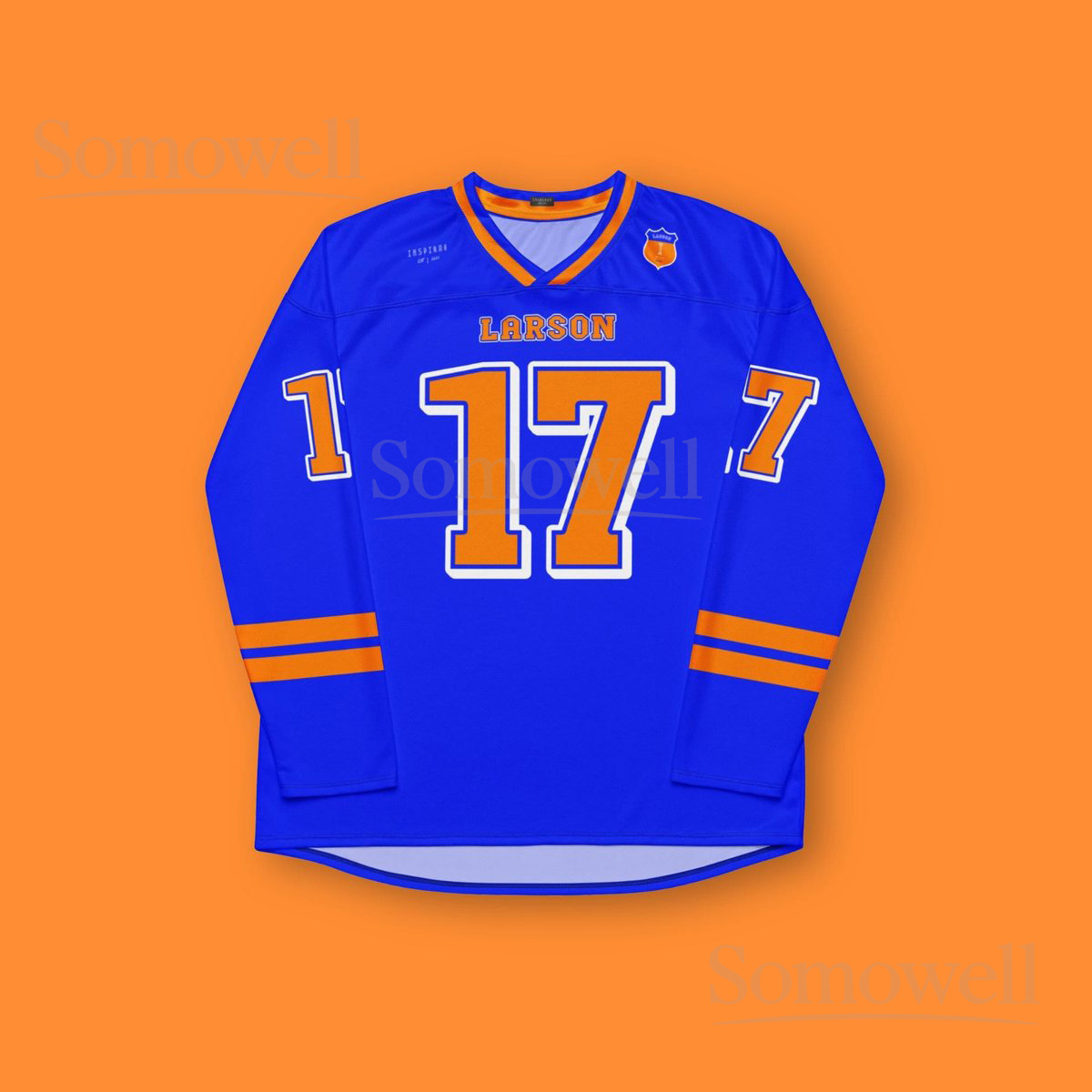 Custom Kyle Larson McLaren IndyCar Hockey Jersey Shirt for Racing Fans Blue and Orange Oversized Sweatshirt Gift Apparel