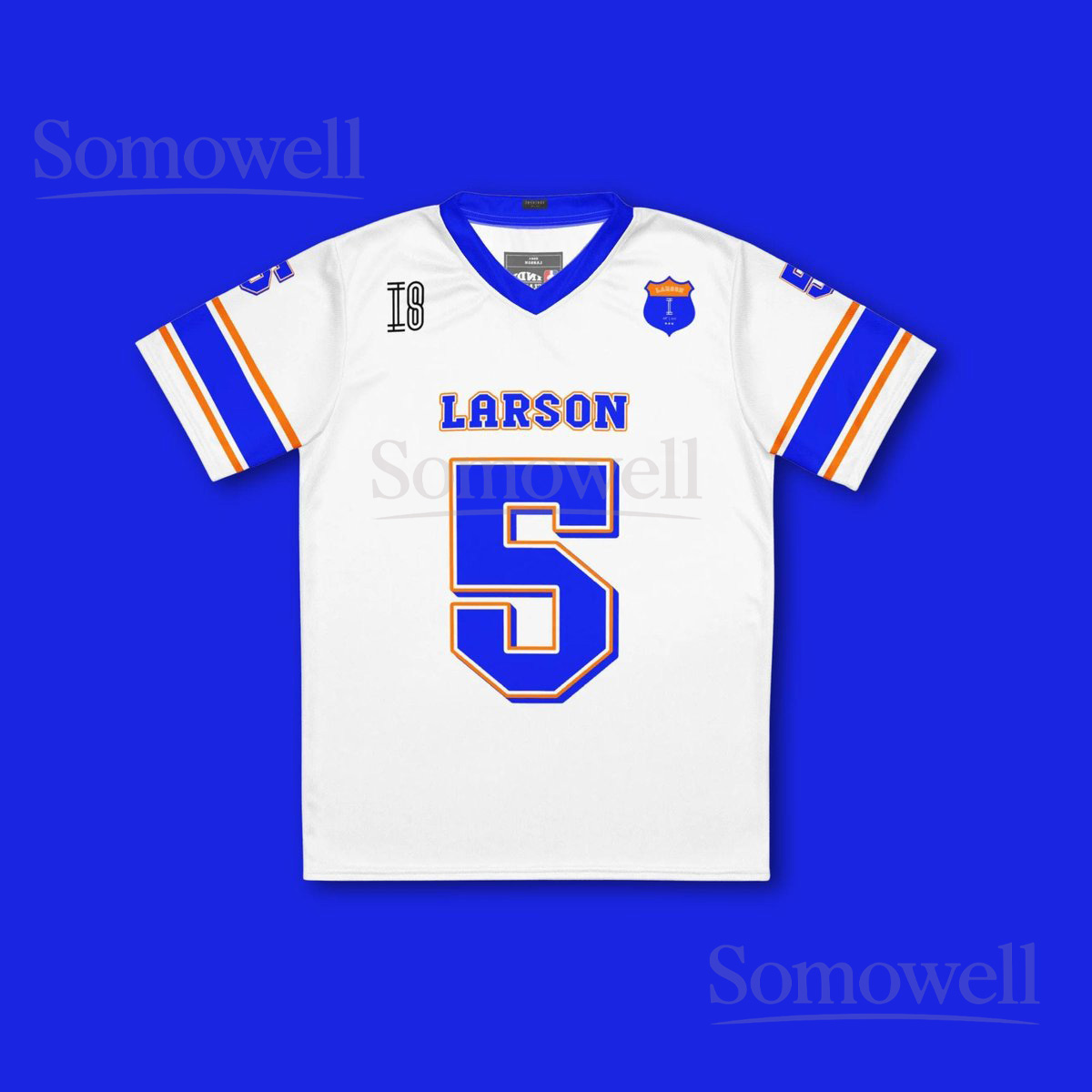 Custom Kyle Larson Nascar Football Jersey Shirt for Motorsports Fans Blue and White Hendrick Racing Team Design