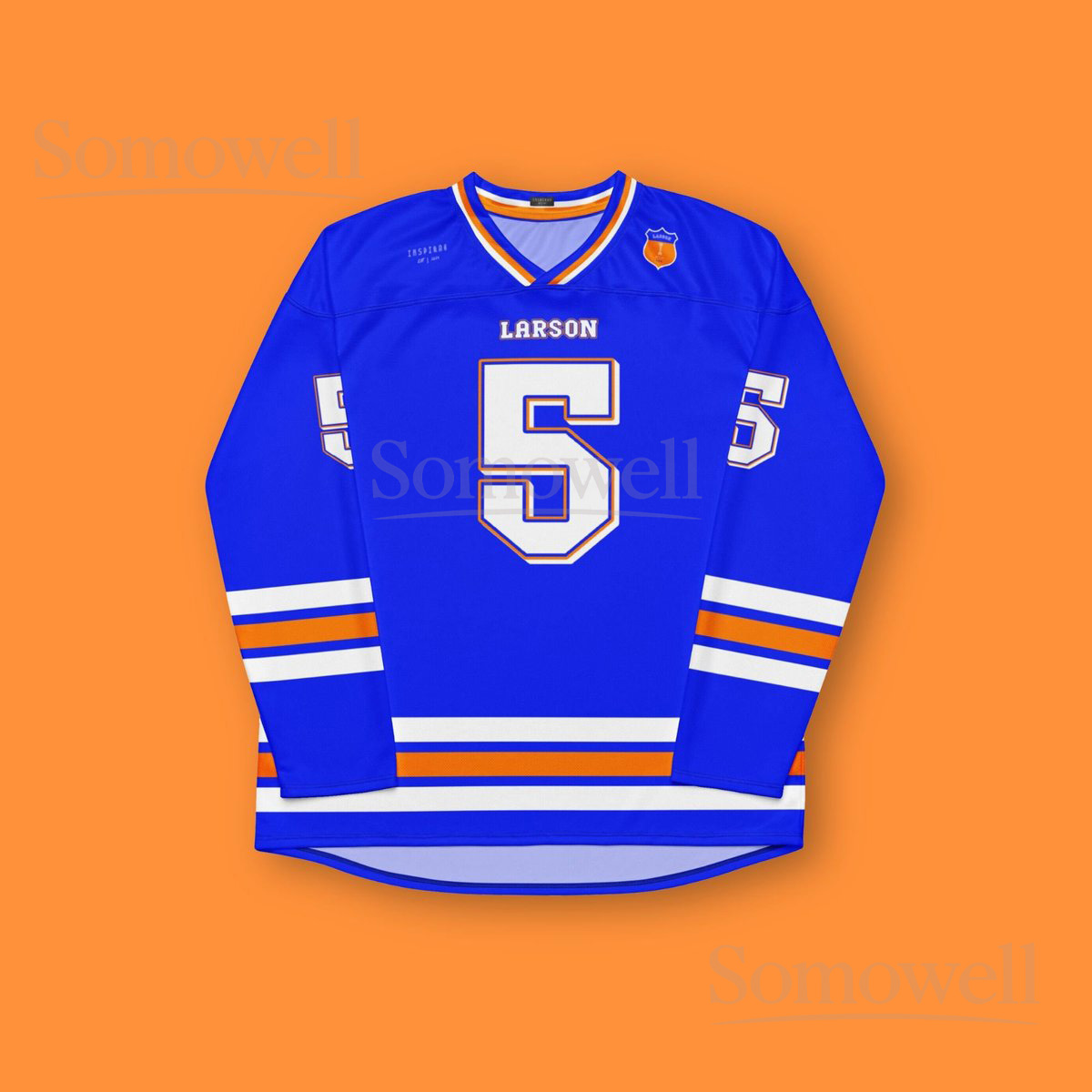 Custom Kyle Larson Nascar Hockey Jersey Shirt for Racing Fans Blue and Orange Hendrick Motorsports Racing Sweatshirt