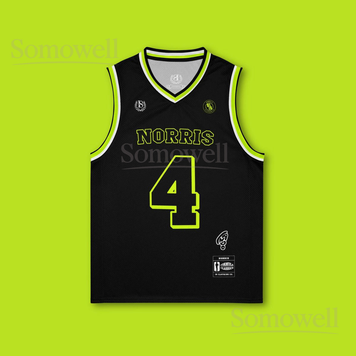 Custom Lando Norris McLaren F1 Basketball Jersey Shirt for Racing Fans Black and Neon Orange LN4 Formula 1 Team Apparel