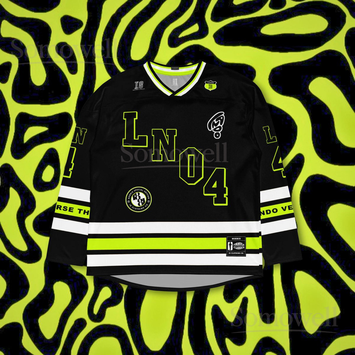 Custom Lando Norris McLaren F1 Hockey Jersey Shirt for Formula 1 Fans Black and Neon Green LN4 Team Apparel