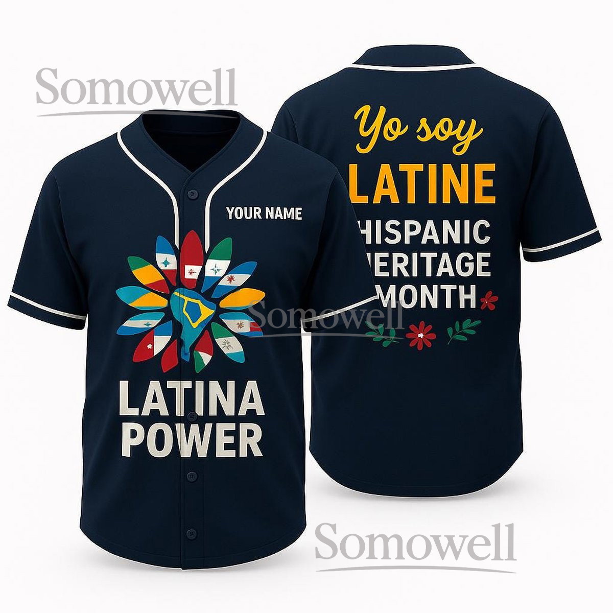 Latina Power Baseball Jersey for Hispanic Heritage Month with Custom Name