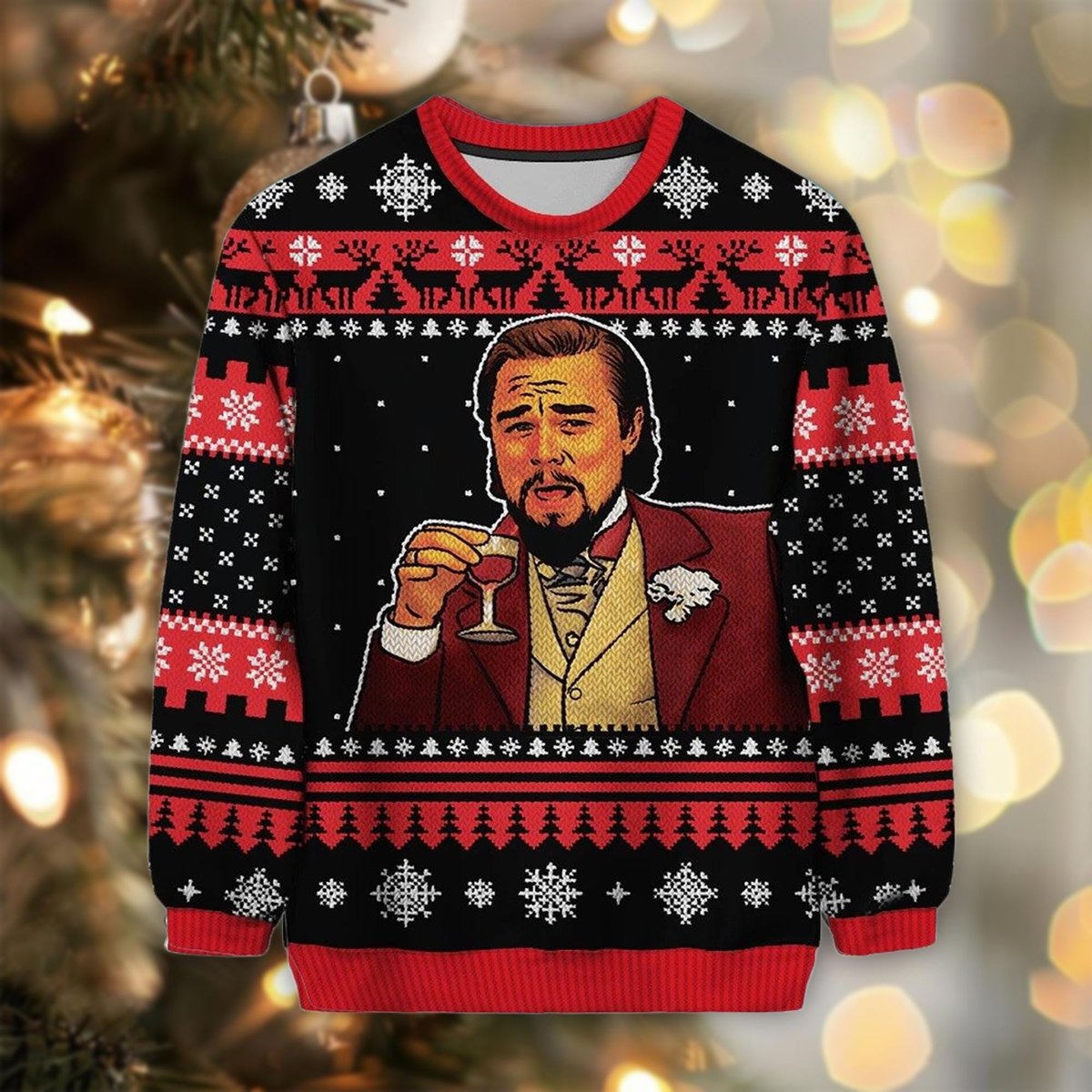 Leonardo DiCaprio Meme Ugly Sweater Funny Movie Toast Christmas Gift