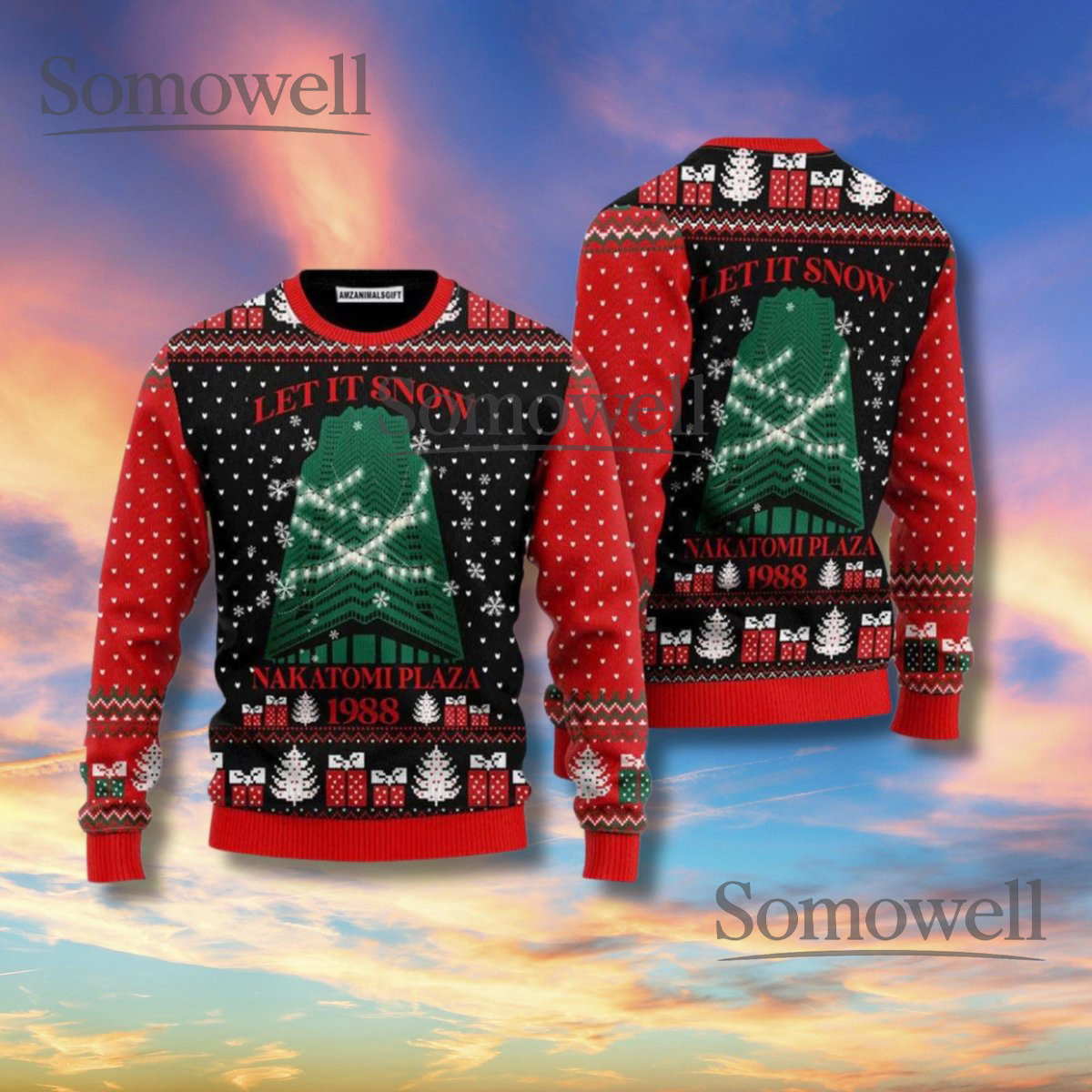 Let It Snow Nakatomi Plaza 1988 Ugly Christmas Sweater Unisex Holiday Movie Jumper