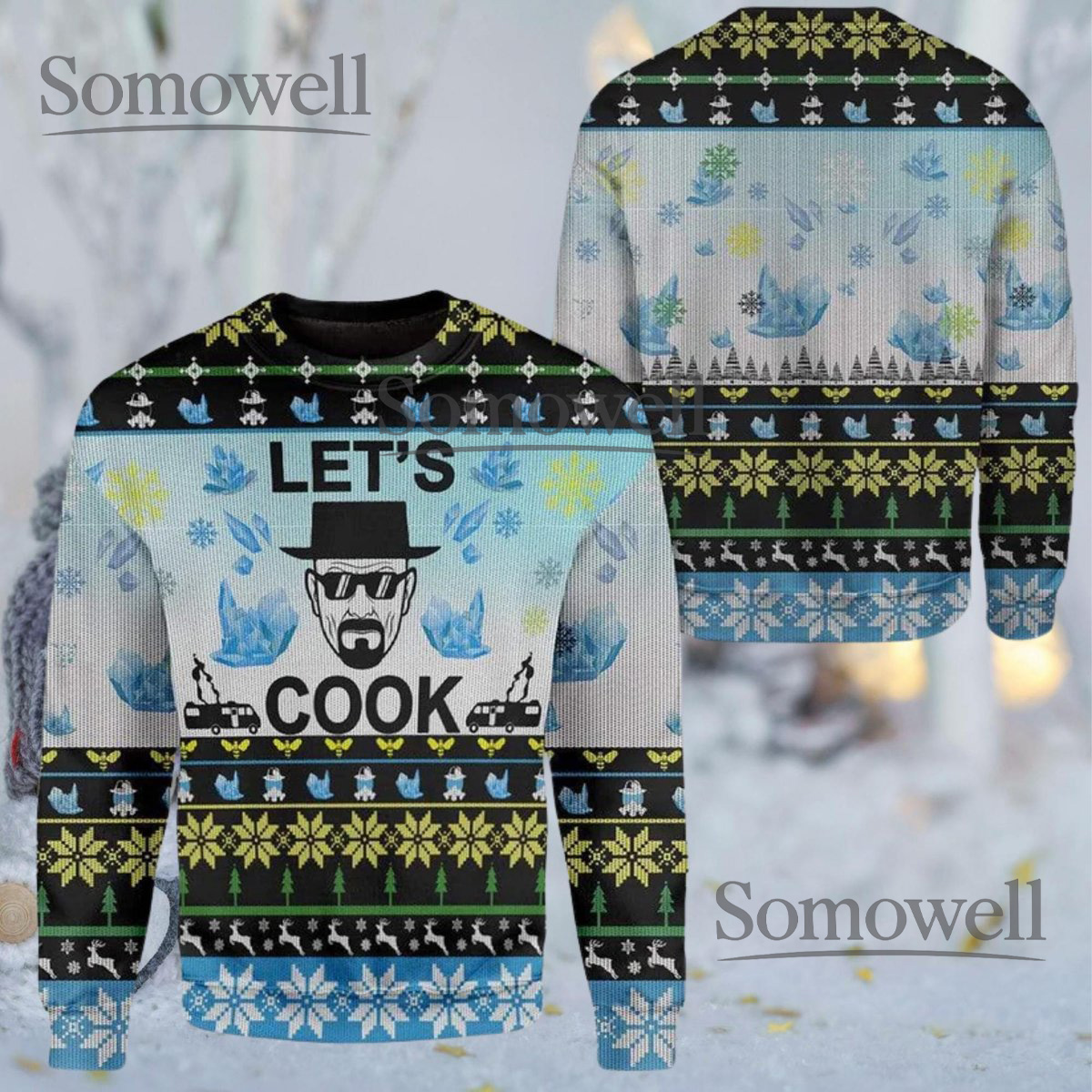 Lets Cook Heisenberg Ugly Christmas Sweater Funny Parody Breaking Science Knit Jumper