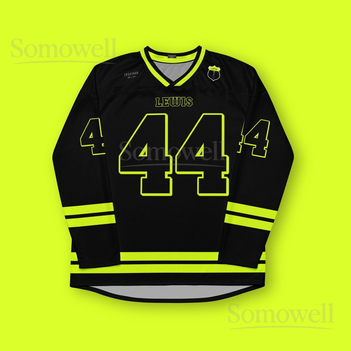 Custom Lewis Hamilton Mercedes F1 Hockey Jersey Shirt for Formula 1 Fans Black and Yellow Number 44 Racing Apparel