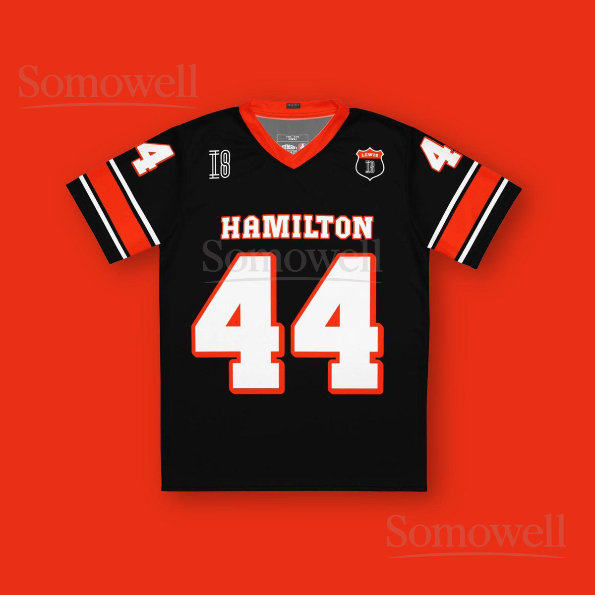 Custom Lewis Hamilton Ferrari F1 Football Jersey Shirt for Racing Fans Red and Black Motorsport Team Supporter Apparel