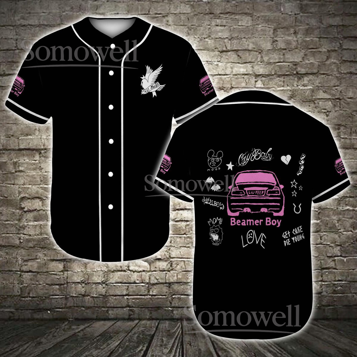 Custom Lil Peep Beamer Boy Baseball Jersey with Custom Team Name and Number