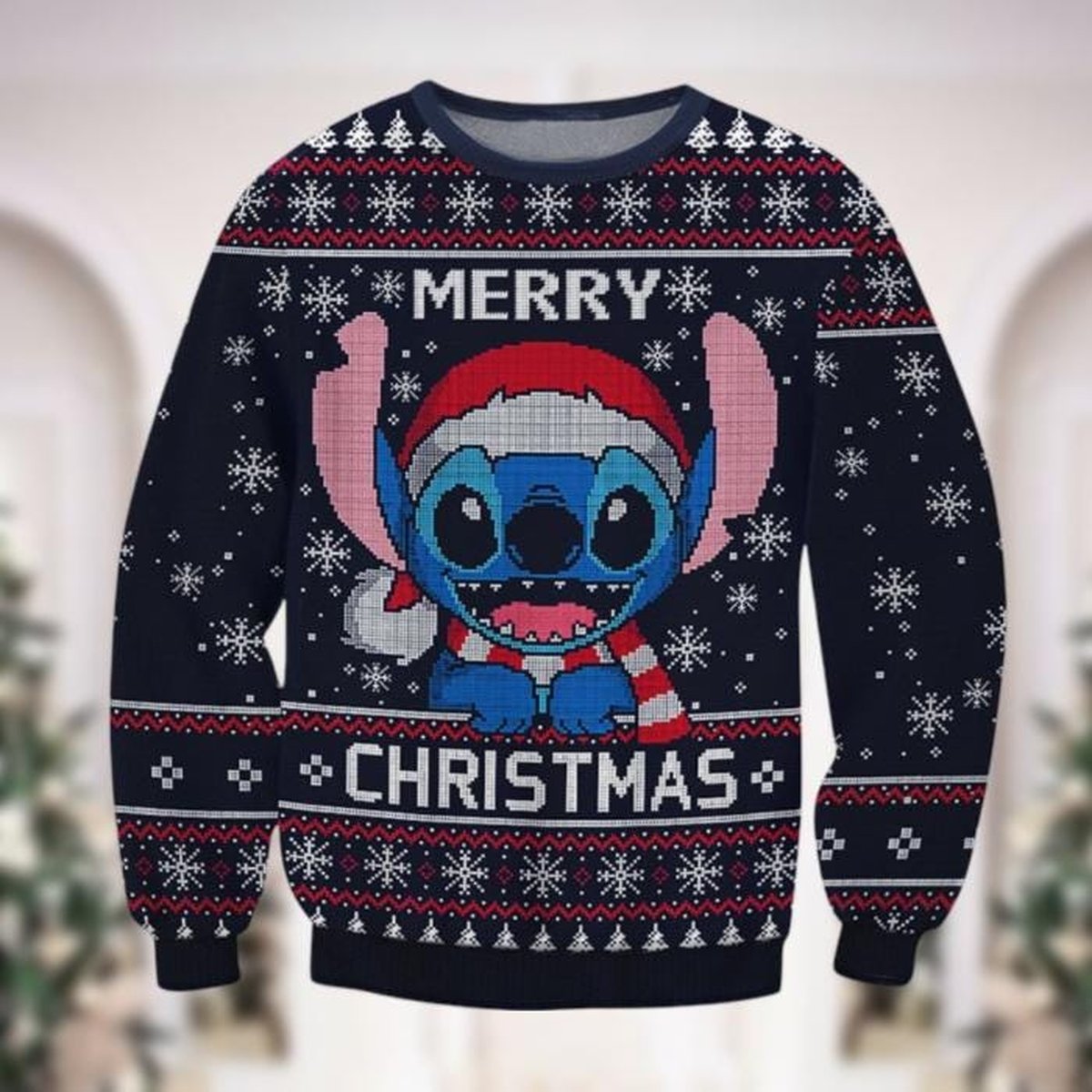 Lilo And Stitch Merry Christmas Ugly Sweater Cute Disney Holiday Knit