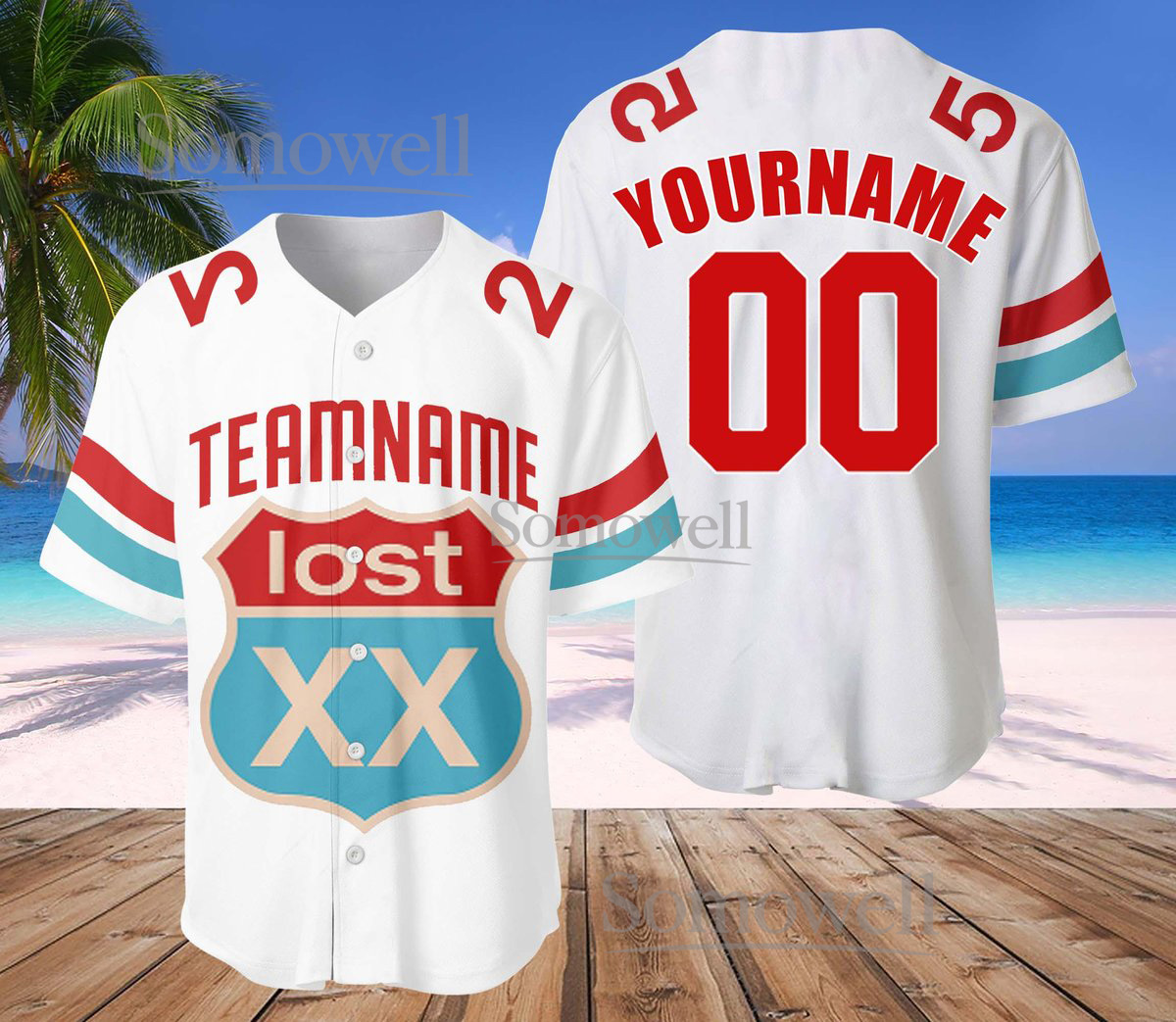 Custom Lost XX Baseball Jersey Team Name Number Retro Route Edition Available in Multiple Colors