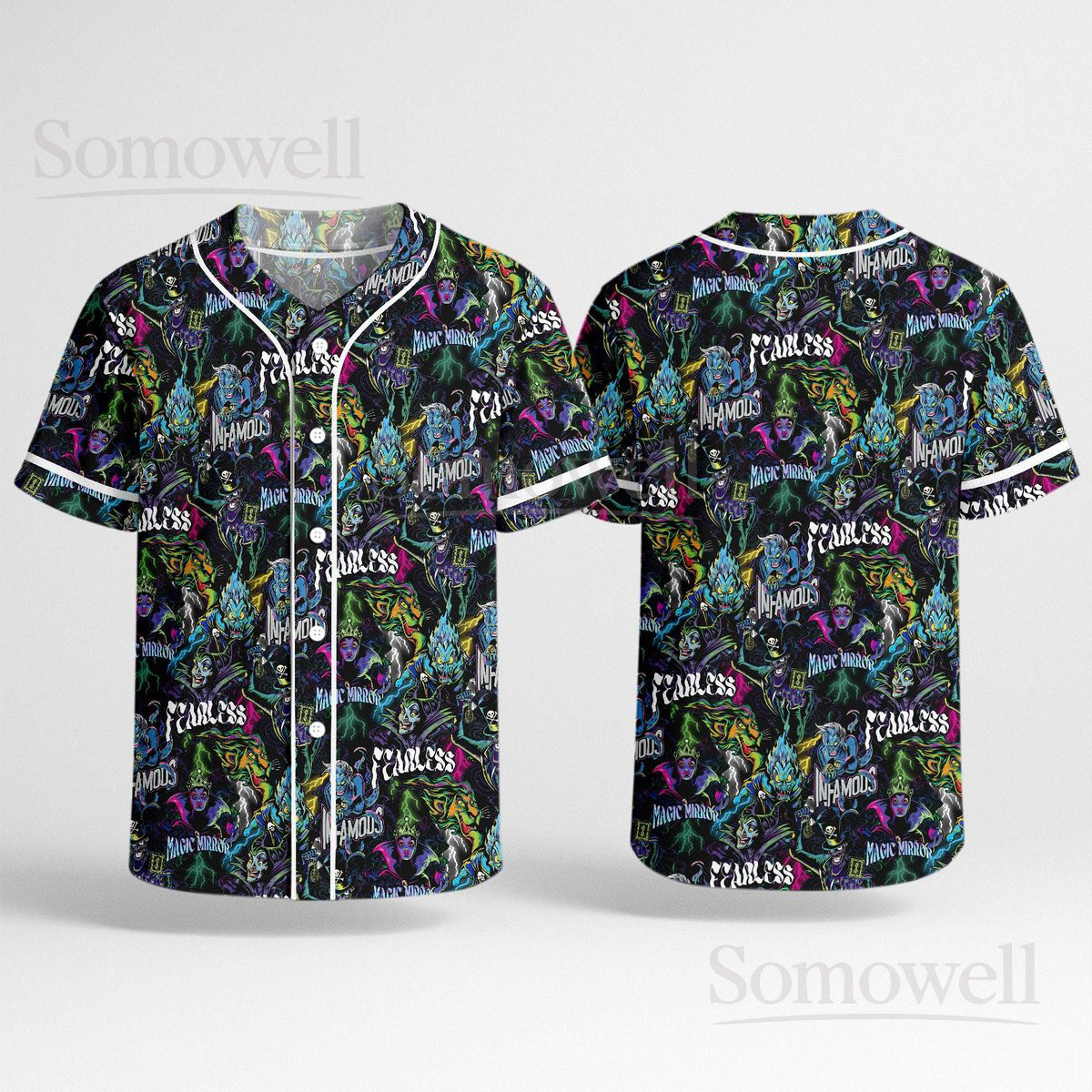 Custom Maleficent Baseball Jersey Shirt for Disney Villains Fans Fantasy Art Design All Over Print