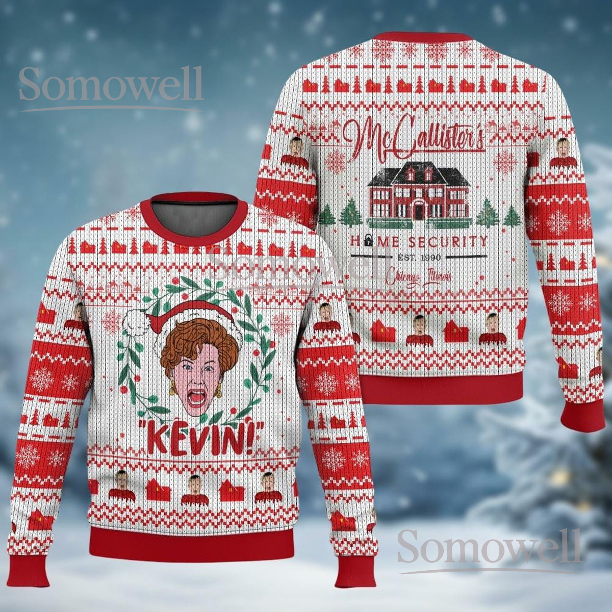 Kevin!!! McCallister Home Security Ugly Christmas Sweater Funny Home Alone Holiday