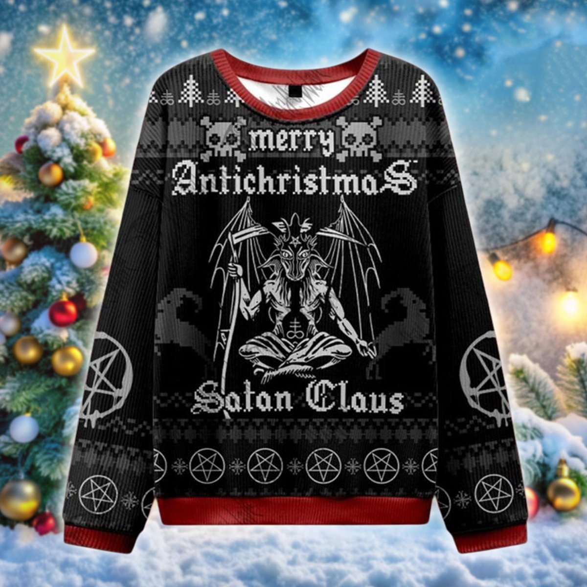 Merry Antichristmas Satan Claus Ugly Sweater Dark Horror Funny Christmas Gift
