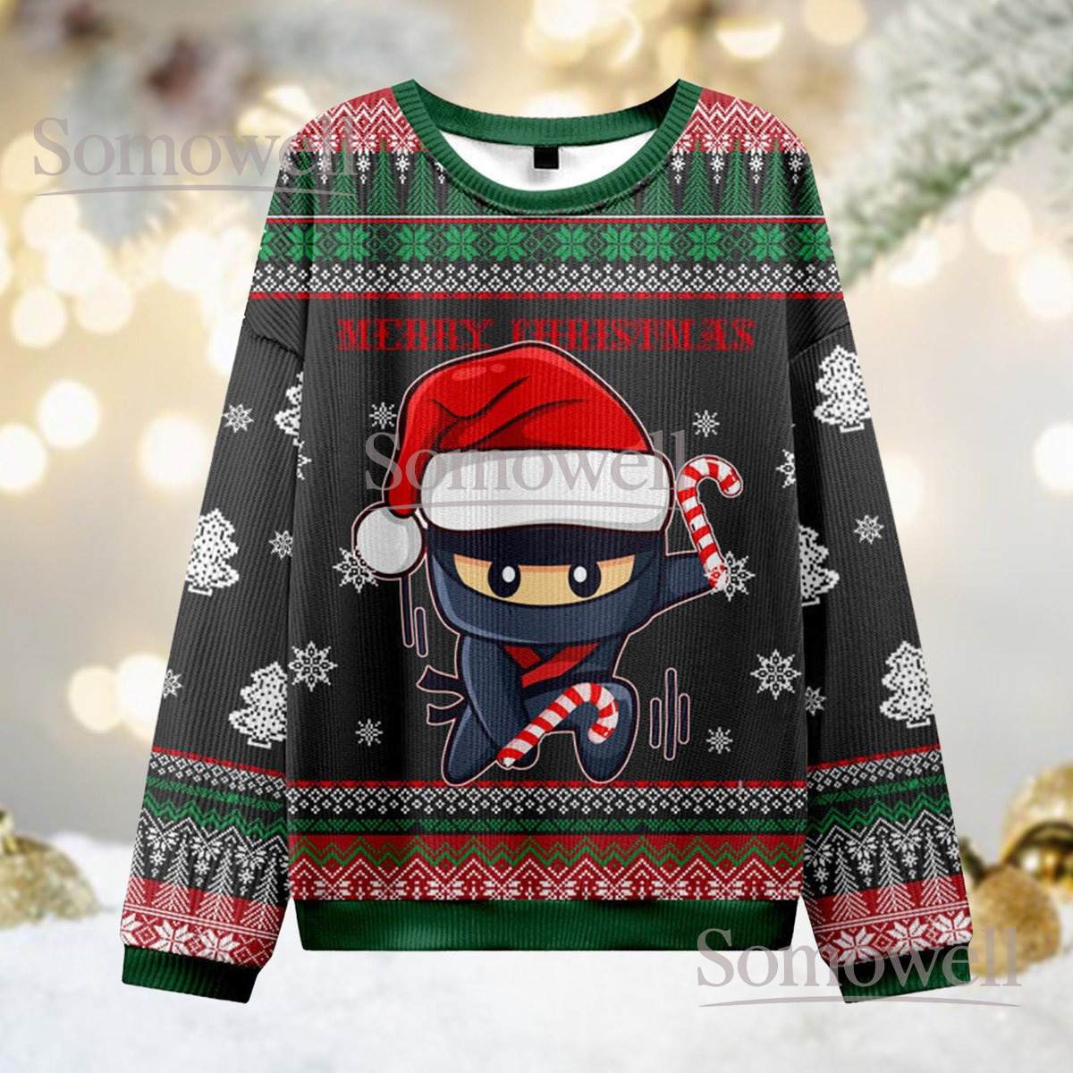 Merry Christmas Ninja Ugly Christmas Sweater Funny Holiday Knit Jumper Gift