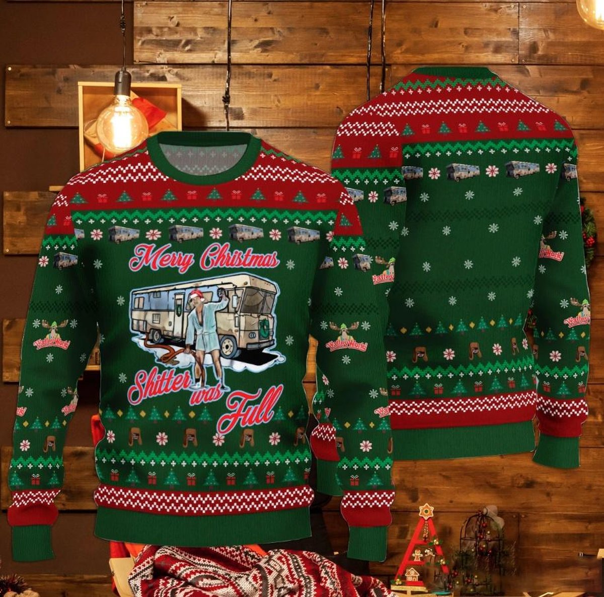 Merry Christmas Shitter Was Full Ugly Christmas Sweater Funny Holiday Movie Gift Pullover