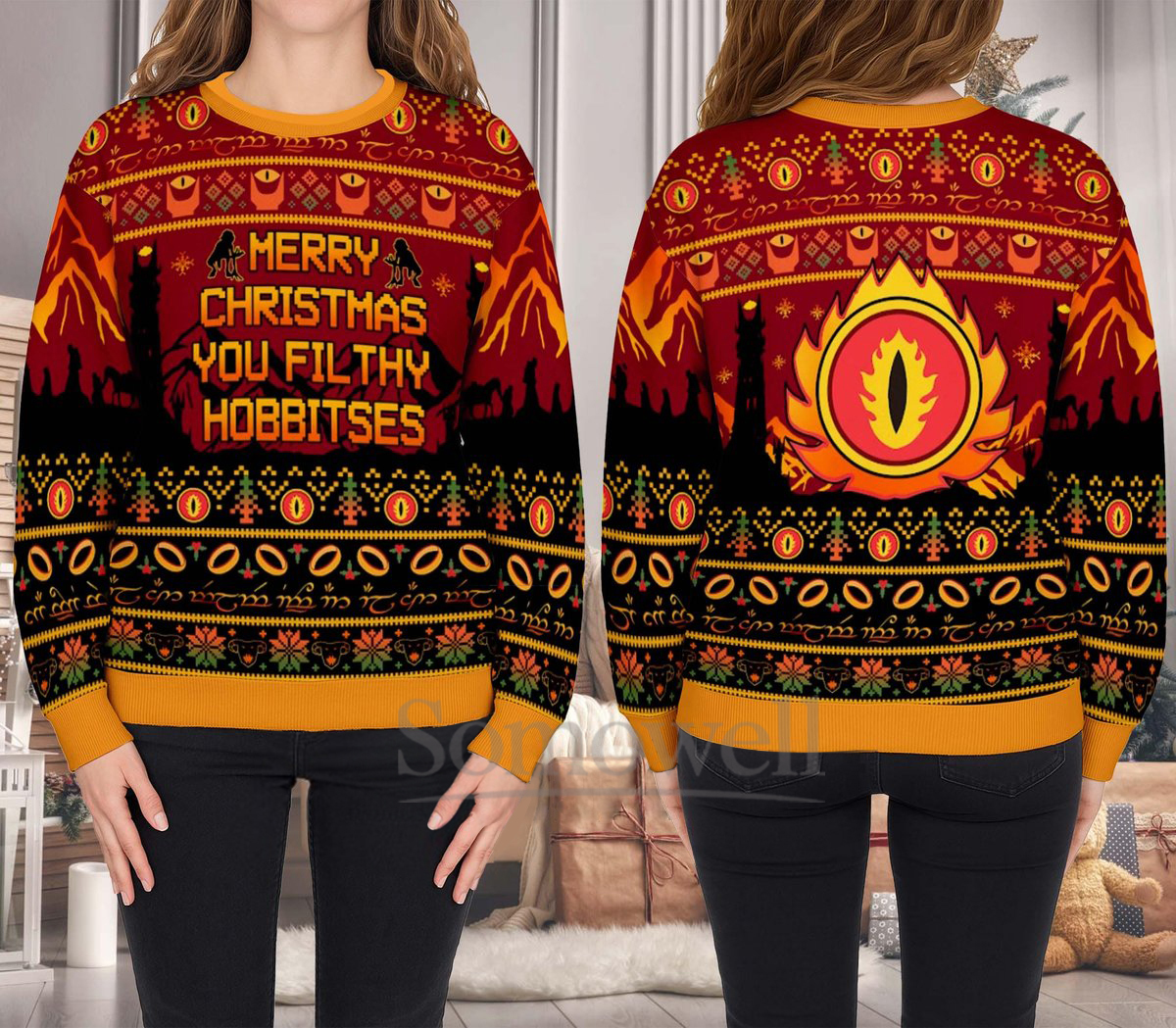 Merry Christmas You Filthy Hobbitses Ugly Christmas Sweater Holiday Knit Gift
