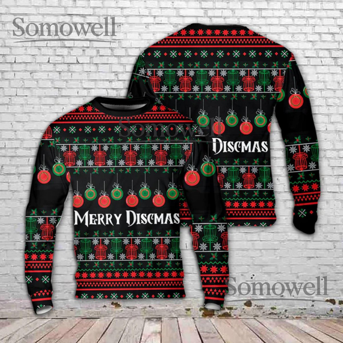 Merry Discmass Ugly Christmas Sweater Funny Disc Golf Holiday Pullover