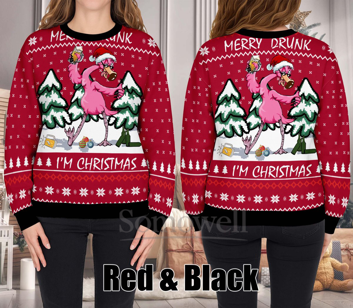 Merry Drunk Im Ugly Christmas Sweater Holiday Knit Gift