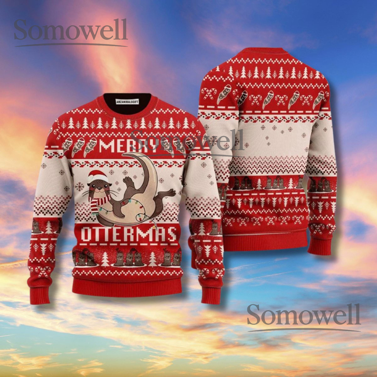 Merry Ottermas Funny Otter Christmas Sweater Holiday Animal Gift