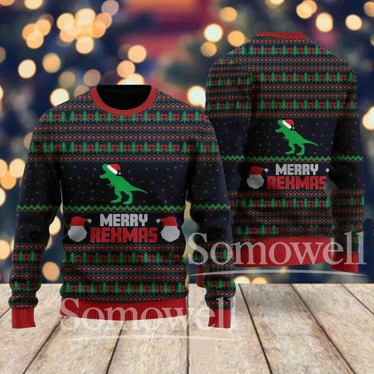 T-Rex Merry Rexmas Christmas Sweater Funny Dinosaur Ugly Holiday Knit Pullover Gift