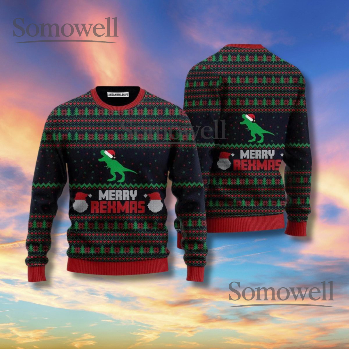 Merry Rexmas Dinosaur T Rex Christmas Sweater Funny Holiday Outfit