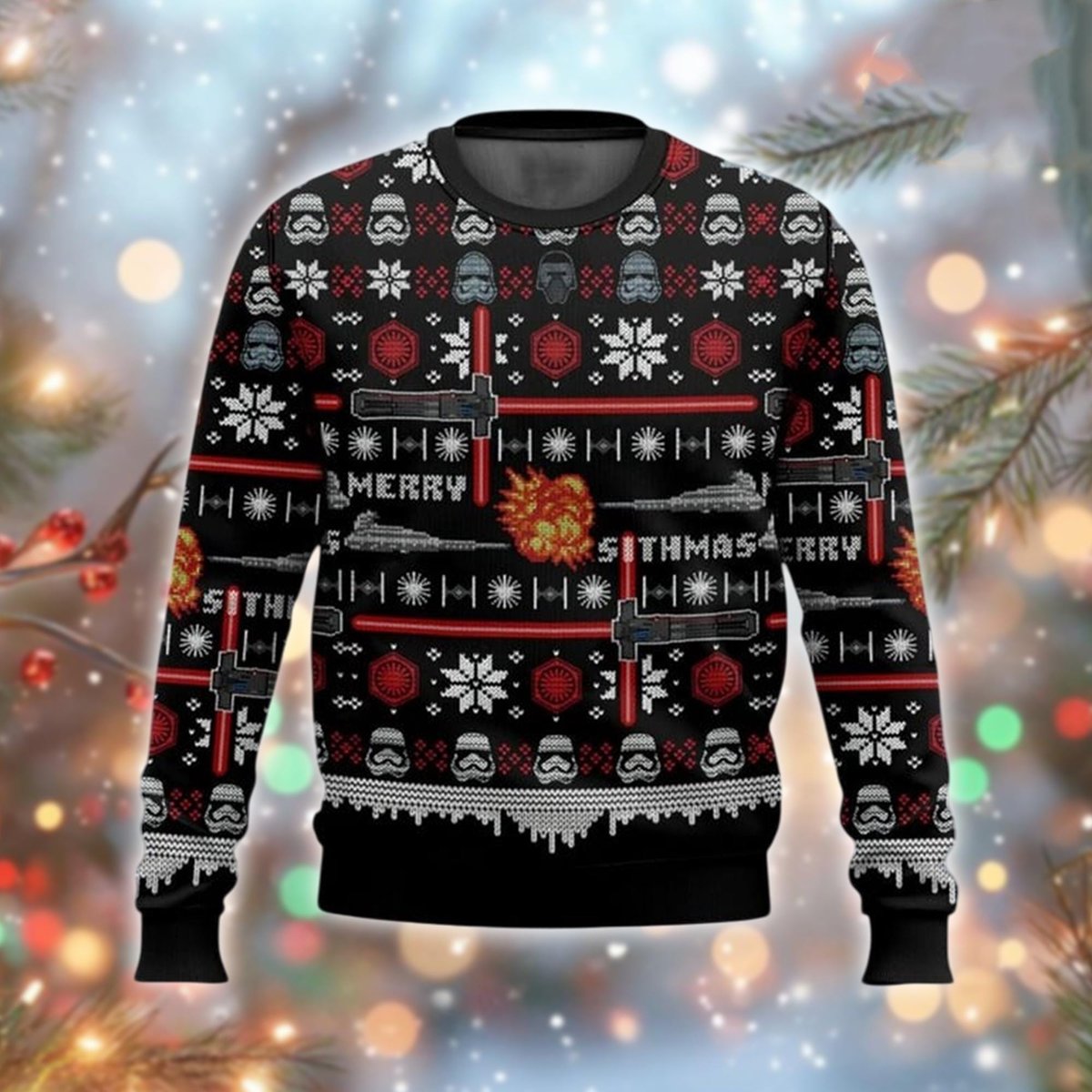 Merry Sithmas Sci Fi Villain Ugly Sweater Space Dark Force Christmas Gift
