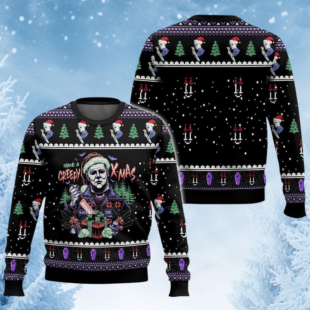 Michael Myers Creepy Xmas Horror Christmas Sweater Black