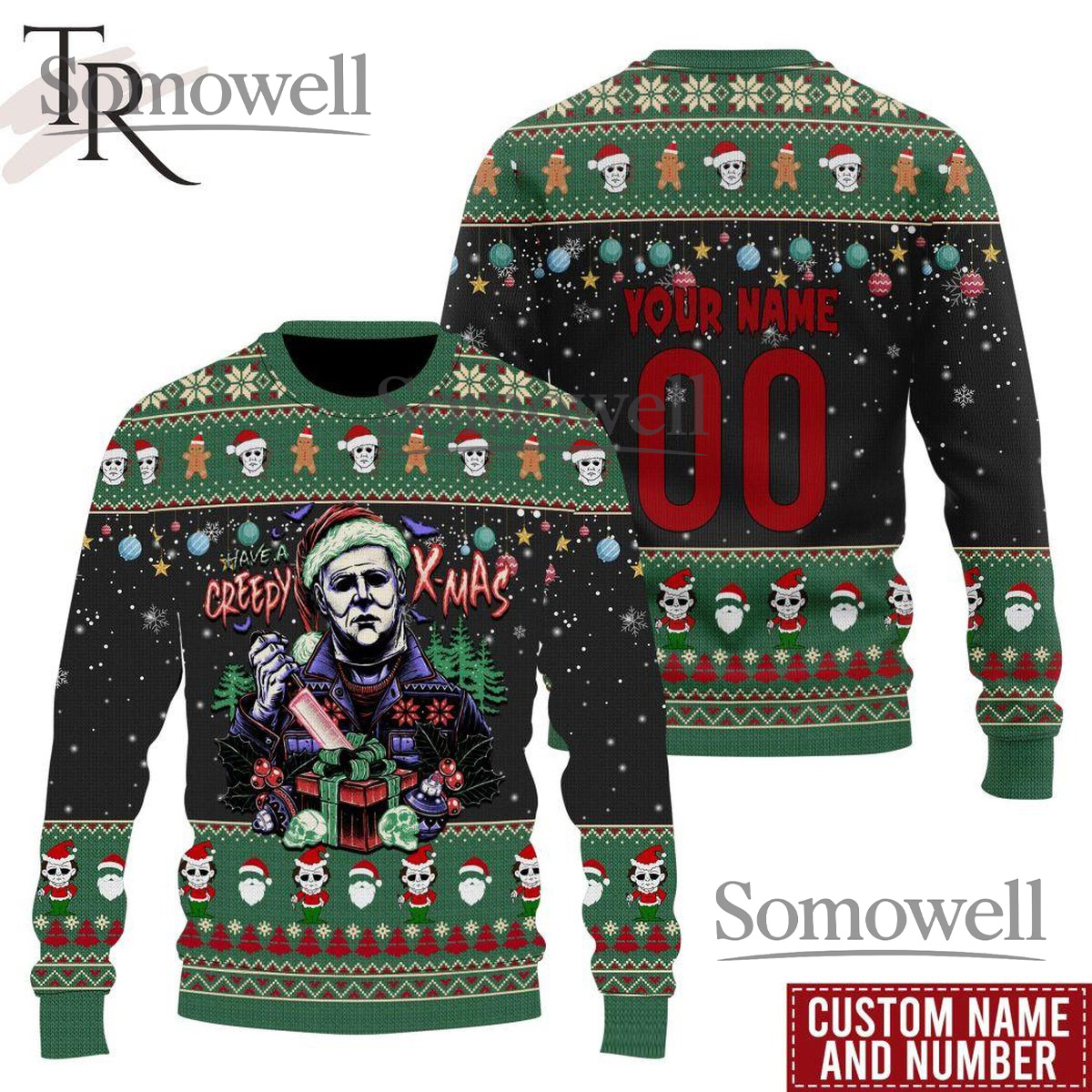Michael Myers Creepy Xmas Ugly Christmas Sweater Horror Movie Holiday Jumper