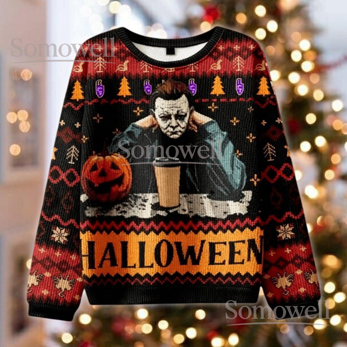 Michael Myers Halloween Ugly Christmas Sweater Funny Horror Movie Holiday Gift