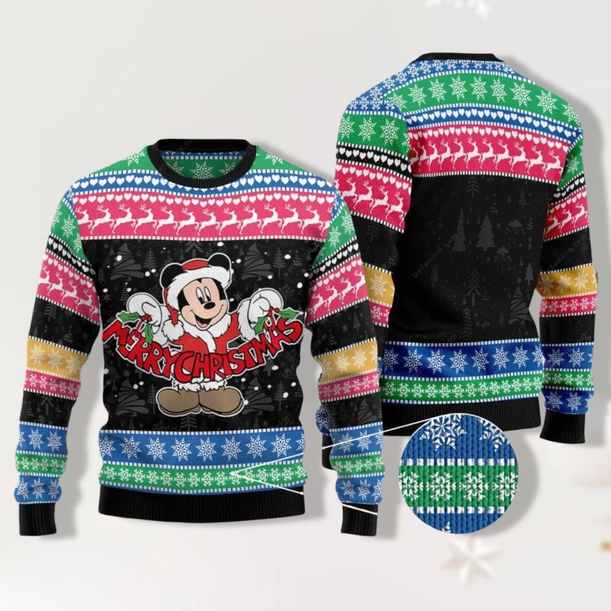 Mickey Mouse Very Merry Christmas Ugly Sweater Multicolor Holiday Jumper