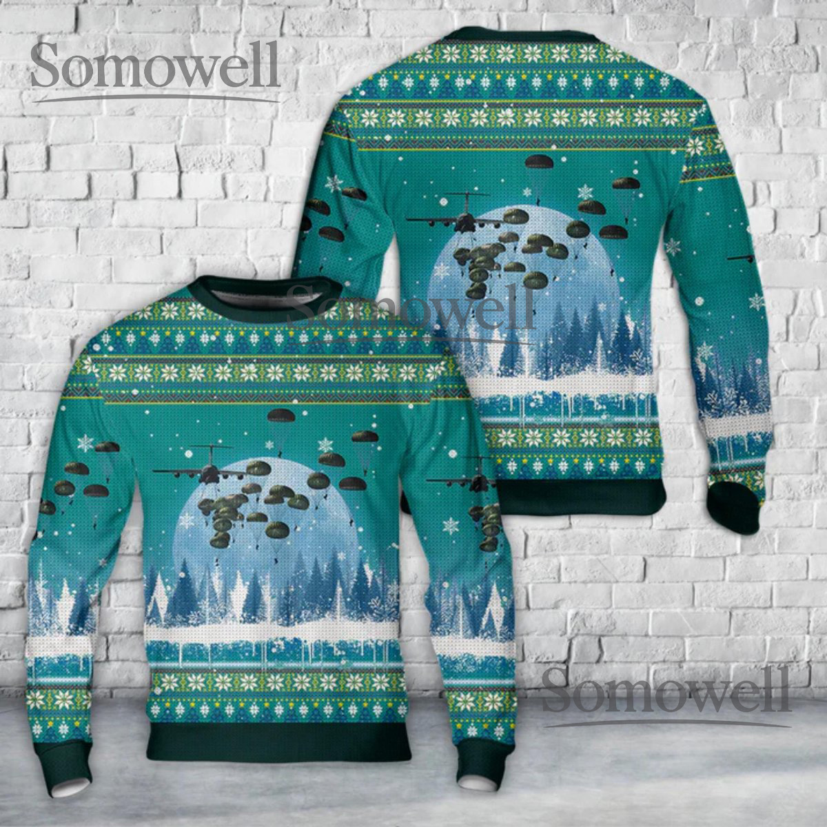 Military Paratrooper Ugly Christmas Sweater Airborne Soldier Gift