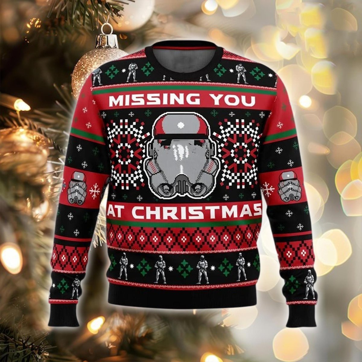 Missing You At Christmas Ugly Sweater Sci Fi Soldier Funny Holiday Gift