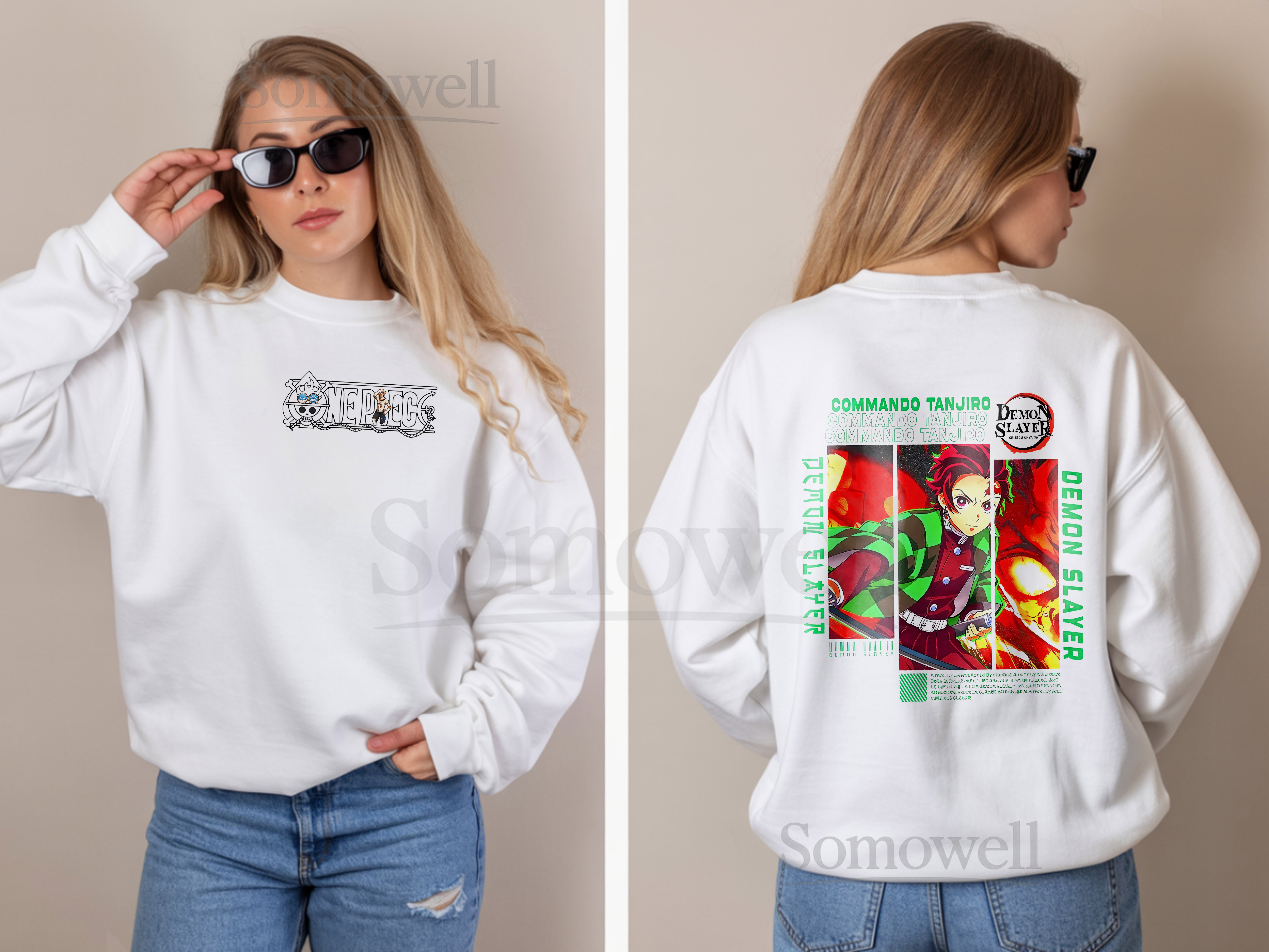 One Piece Luffy Anime Minimalist White Sweatshirt