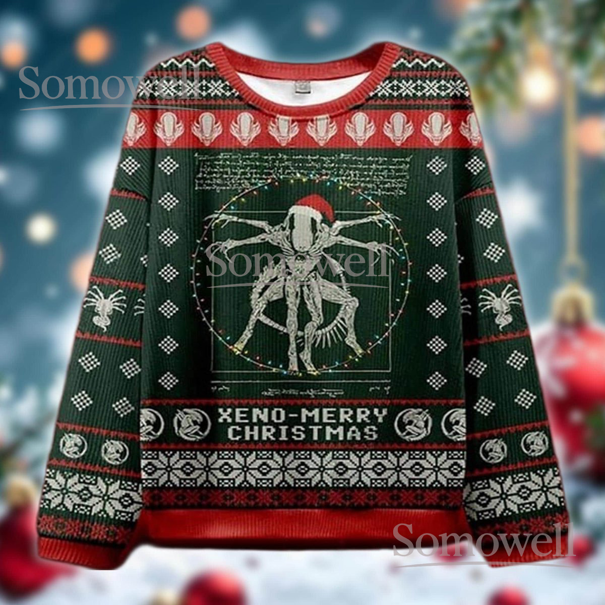 Xenomorph Alien Ugly Christmas Sweater Xeno Merry Christmas Funny Sci Fi Holiday Gift