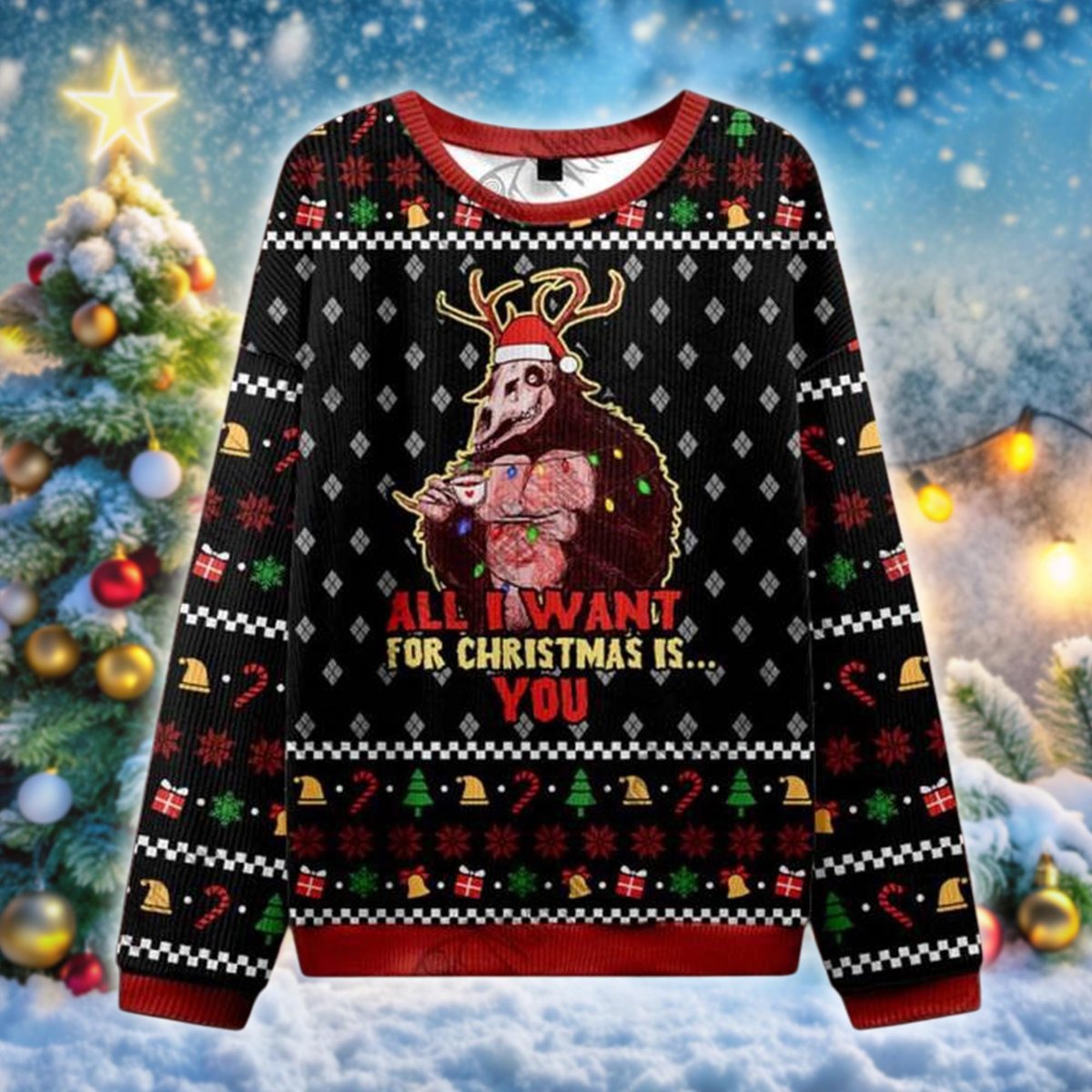 All I Want For Christmas Is You Monster Ugly Sweater Horror Funny Gift